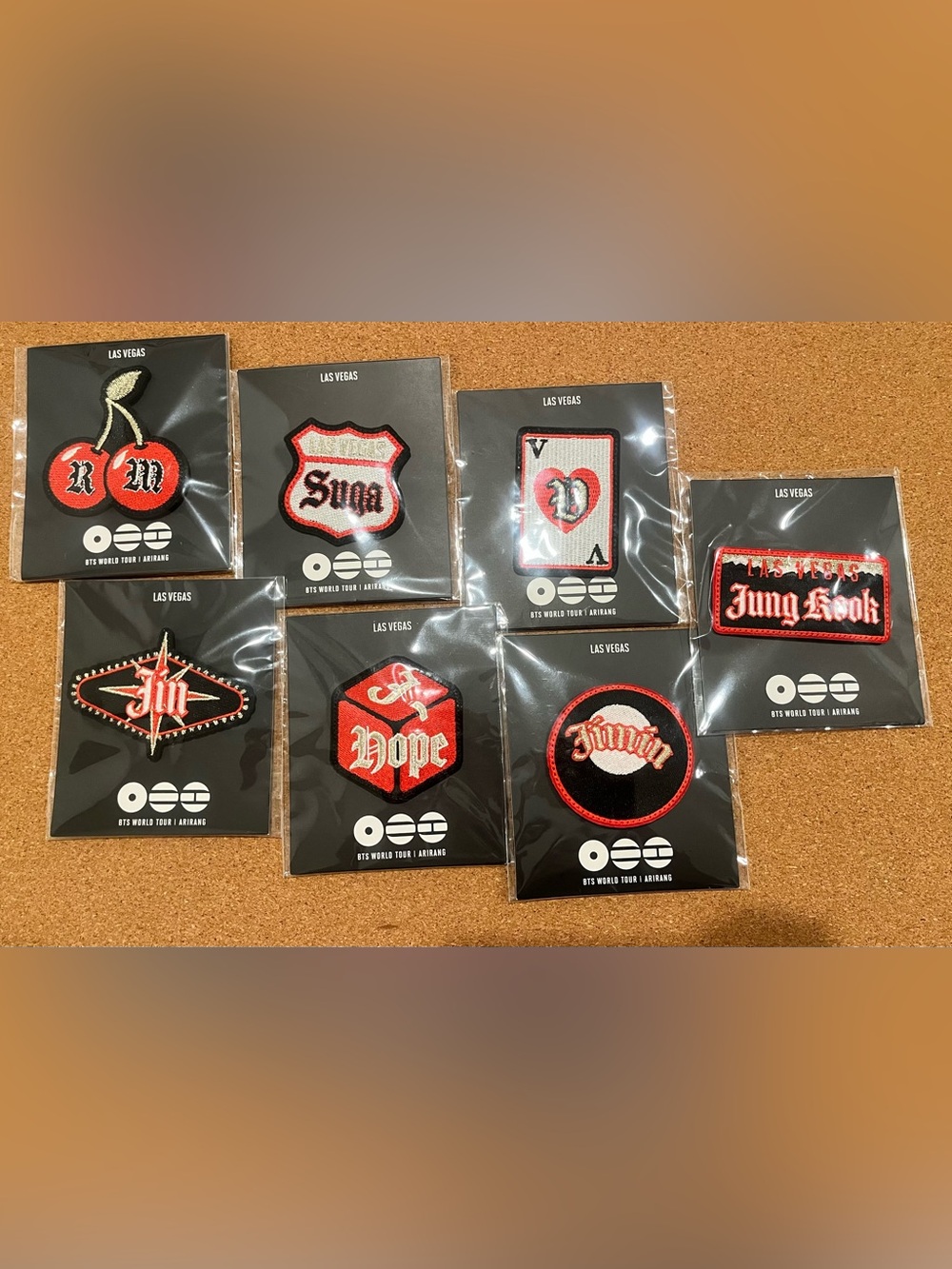 BTS Arirang Las Vegas Pop-Up Exclusive Embroidery Pin FULL SET OT7 Sealed